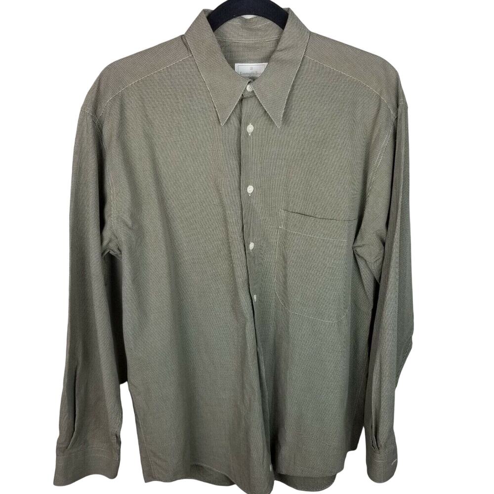 Ermenegildo Zegna Soft Gingham Dress Shirt Size 38 Boardroom Career Work Office